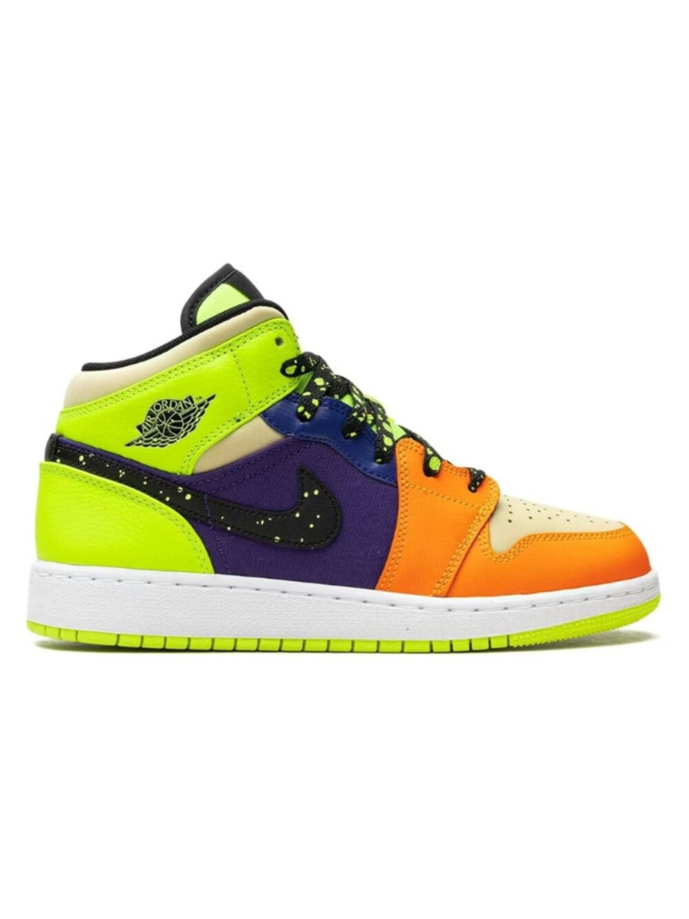 Jordan 1 Mid SE Volt Vivid Orange – Purple Orange Neon Green Black | 12C